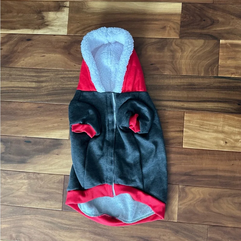 Santa Paws Dog Hoodie - Red and Gray size XL